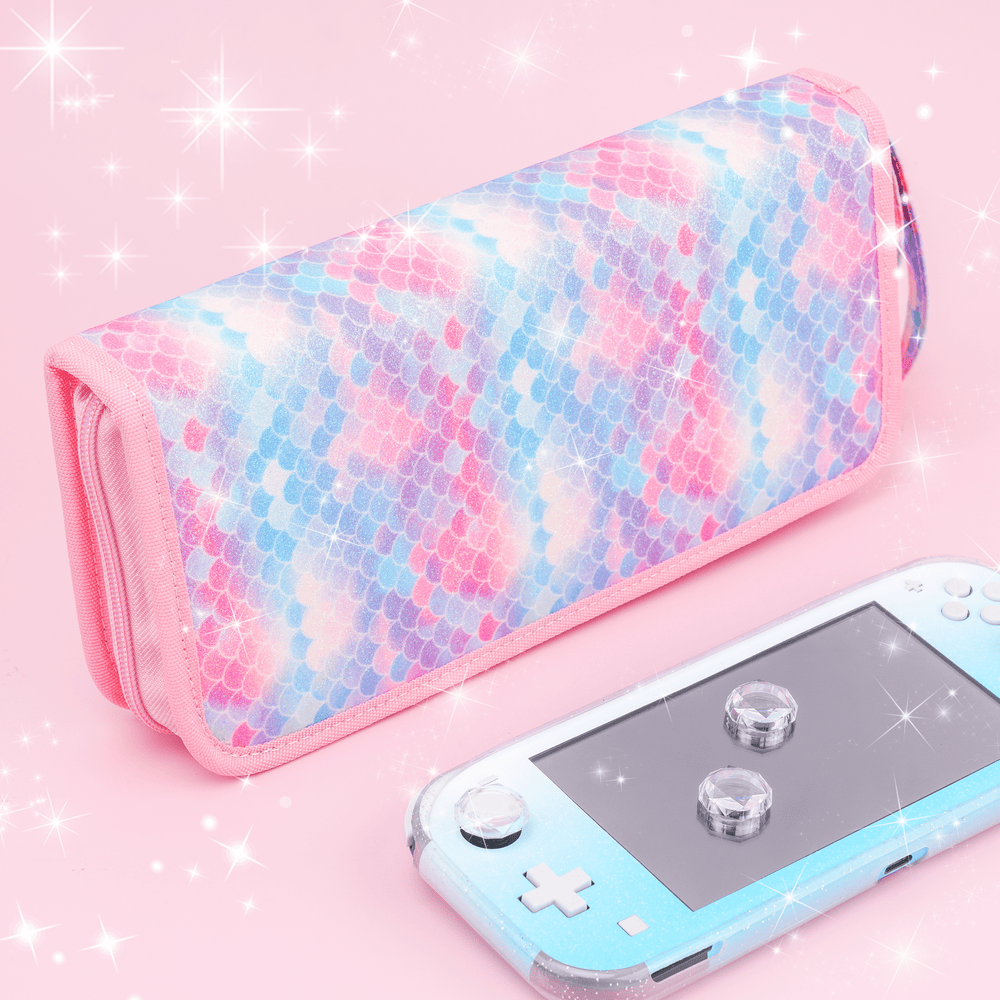 Load image into Gallery viewer, Mermaid or Black Glitter Carrying Case - Nintendo Switch Lite Standard OLED
