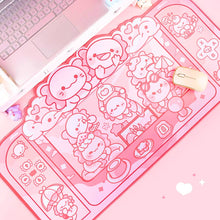 Load image into Gallery viewer, Axolotl Desk Mat | Kawaii Cute Anime Pink Mouse Pad
