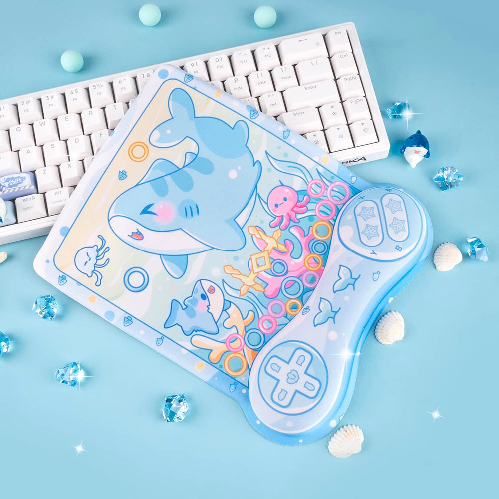 Load image into Gallery viewer, Shark Mousepad | Cute Kawaii Anime Pastel Blue
