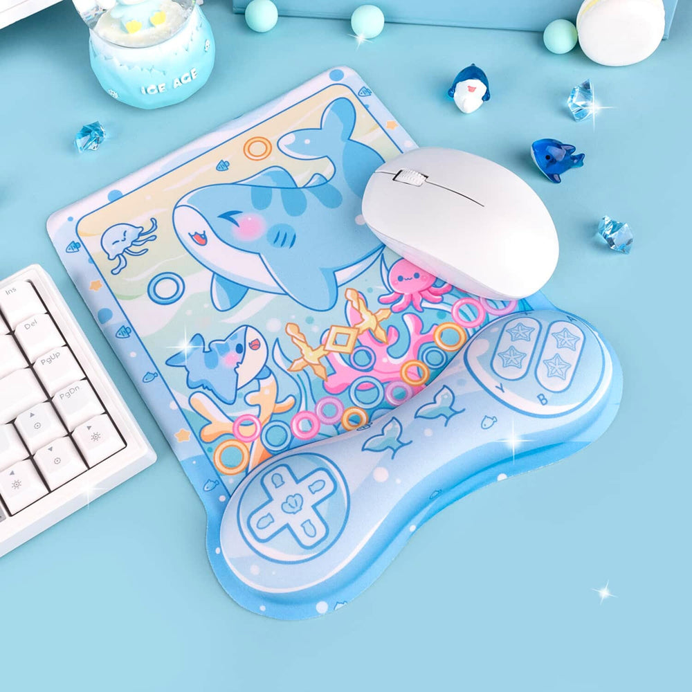 Load image into Gallery viewer, Shark Mousepad | Cute Kawaii Anime Pastel Blue
