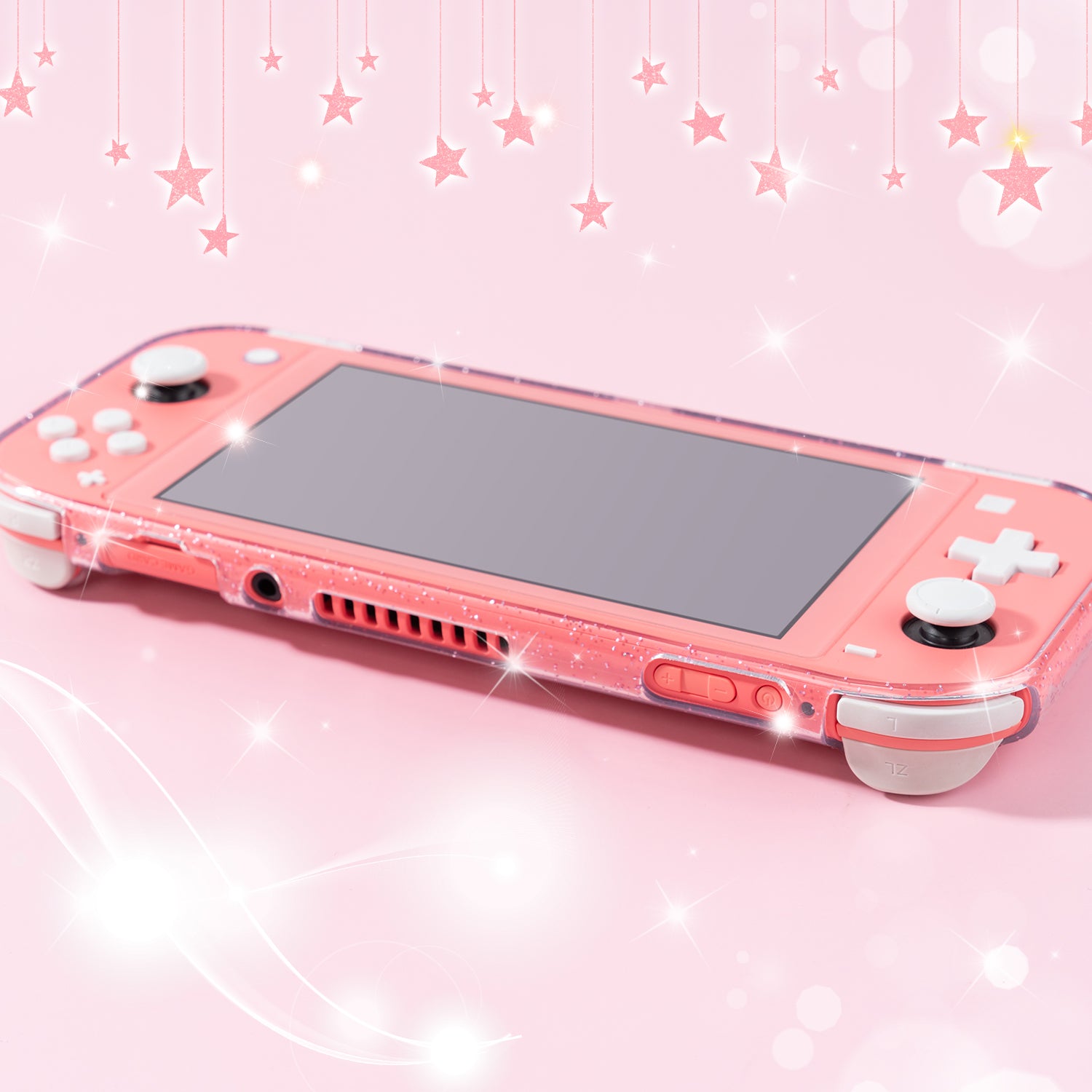 Kirby Case - Clear Pink Glitter Nintendo Switch Lite – Beluga Design