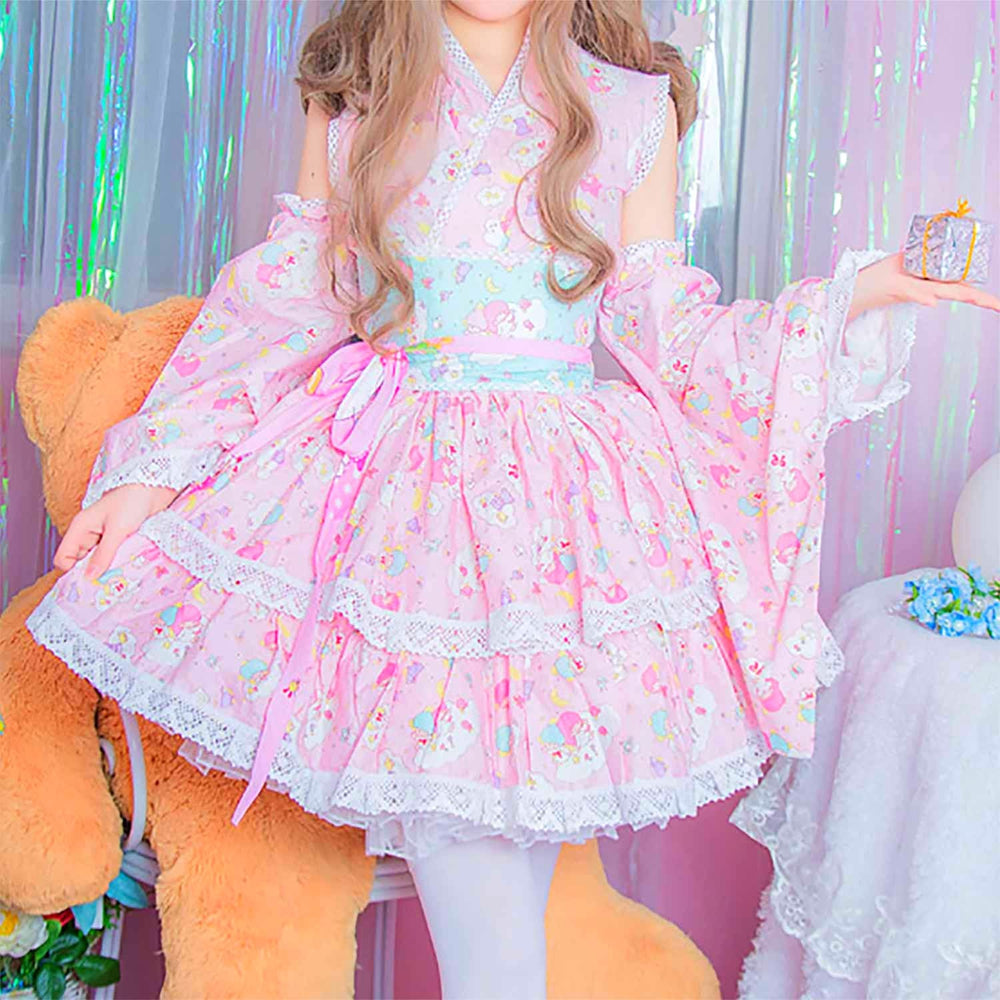 Kawaii Lolita Dress - Pink 8 Piece Kimono – Beluga Design